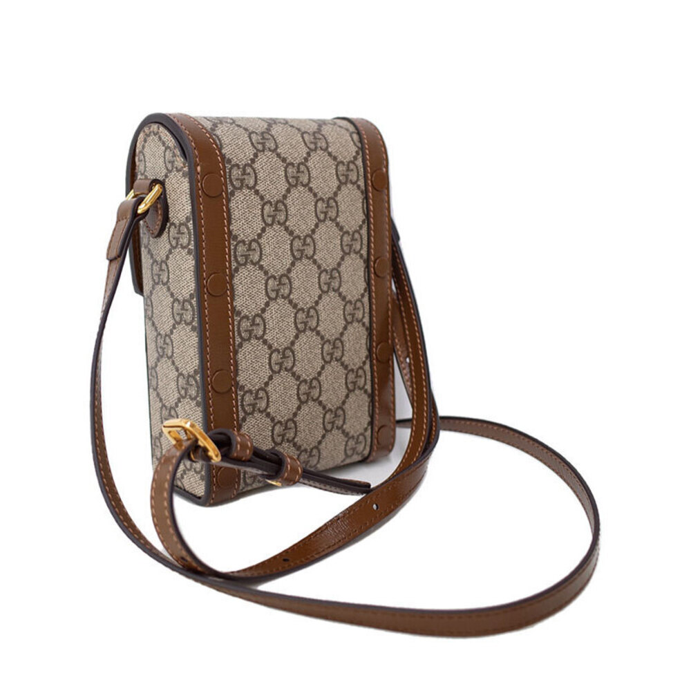 Gucci GG 1955 Supreme Horsebit canvas beige Bag ebony Brown